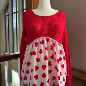 Red Heart Patterned Sweater Dress